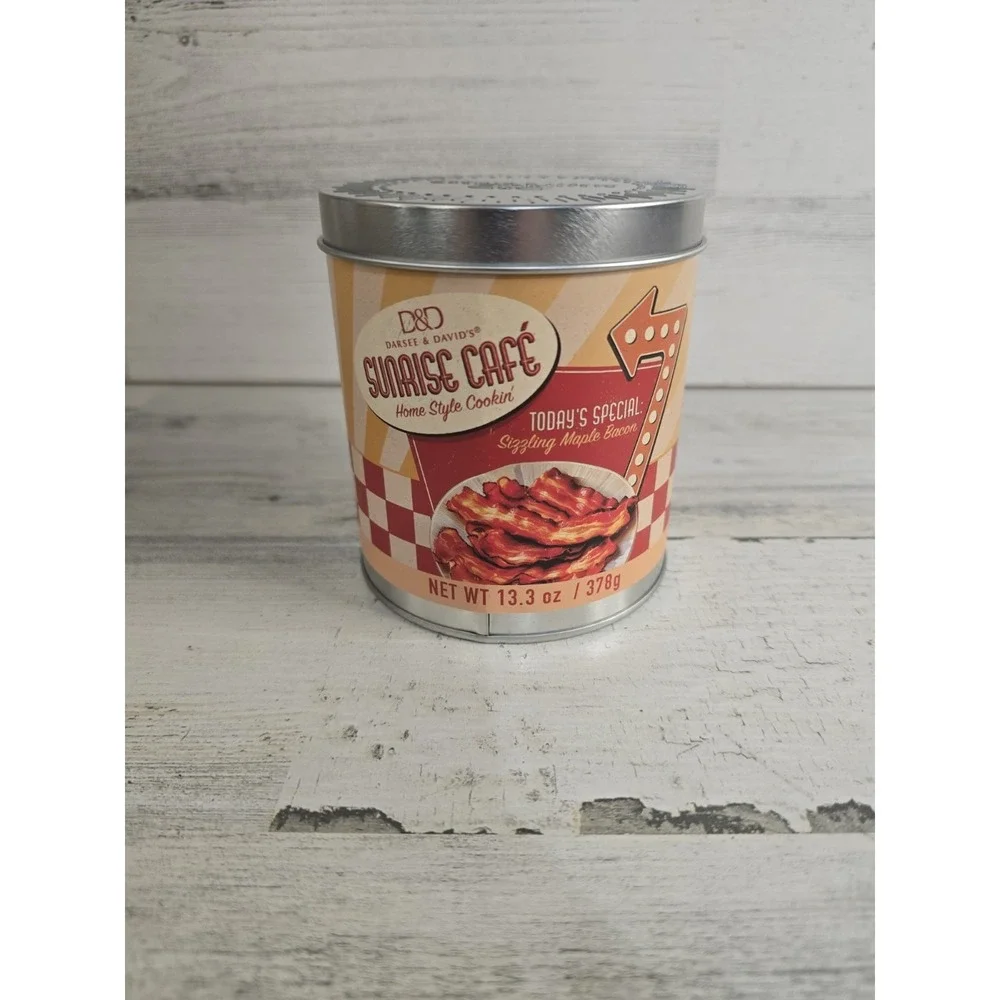 Darsee & Davids Sunrise Cafe Sizzling Maple Bacon Scented Candle 13.3 oz Tin